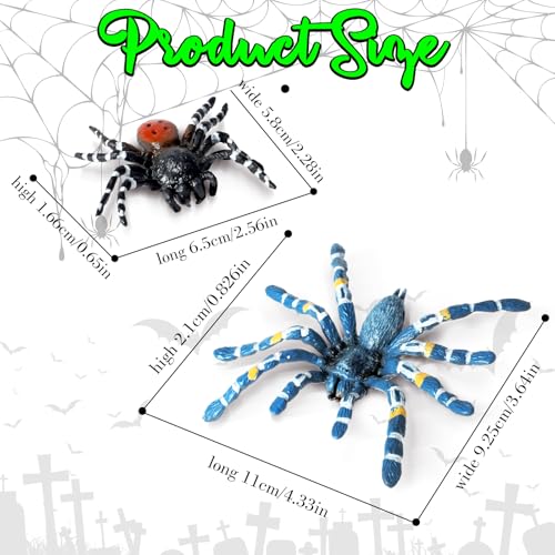Amaxiu Halloween Streich Spinnenfiguren, 2 Stück Riesige Realistische Spinnen Action Modelle Kunststoff Tier Fake lebensechte gruselige für Halloween Requisiten Veranda Spukhaus Partyzubehör