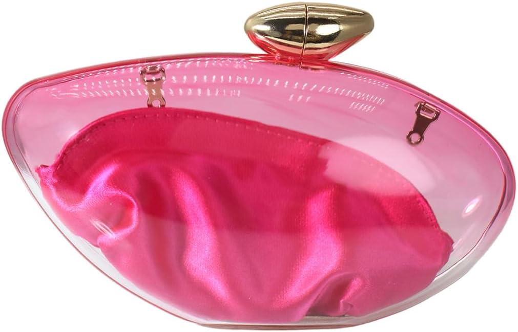 Women Acrylic Evening Clutch Purse Unique Clear Handbag with Detachable Chain for Wedding Party Prom, Orange