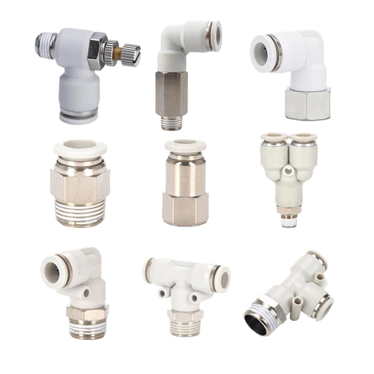 5 uds 4mm 6mm 8mm 10mm 12mm 14mm 16mm Tubo a M5 1/8 "1/4" 3/8 "1/2" BSP hilo femenino macho conector de tubería neumática de aire blanco(PB,16-04 5PCS_SIZE)