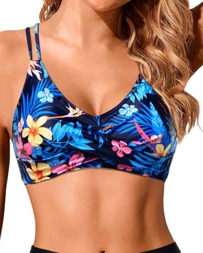 Image of Holipick Twist Front Bikini Tops for Women - Push Up Bathing Suit Top Padded Swimsuit Top