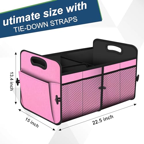 Image of Femuar Car Trunk Organizer,Car Storage Organizer with 72L Large Capacity Waterproof Collapsible and 11 Pockets,Trunk Organizer for Car Suv /Jeep /Sedan, Large Size, Pink