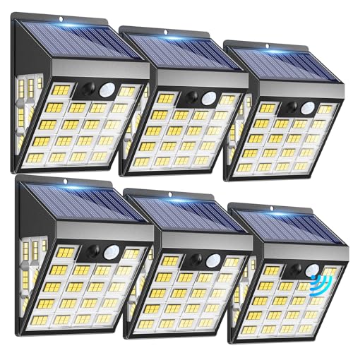 Hellere Solar-Zaunlichter, 160 LEDs, Bewegungsmelder, Außenleuchten, solarbetrieben mit 3 Beleuchtungsmodi, einfache Einrichtung, Bewegungsmelder, Wandleuchten für Außenzaun, Stufe, Terrasse, Veranda