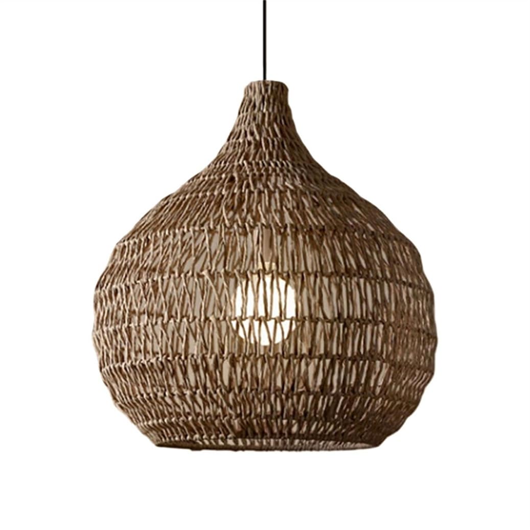 SHUANGZ Wabi-sabi Style Wicker Pendant Lighting Fixture Rustic Foyer Decor Fixtures Vintage Dark Rattan Lantern Hand-Woven Wicker Hanging Light for Dining Living Bedroom Kitchen Farmhouse Chandelier