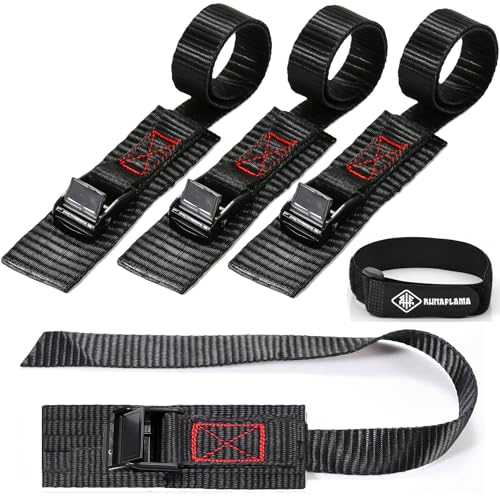 RUNAFLAMA - Sangles d’Arrimage Courtes 35 cm pour Porte Vélo Attelage et Voiture - Petites Sangles de Serrage avec Protection sous la Boucle pour Vélo, Attache ou...