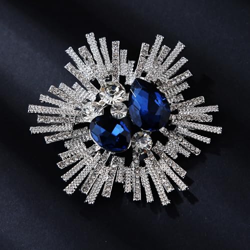 Image of Rhinestone Snowflake Brooch Pin for Women Sparkly Flower Corsage Lapel Pin Vintage Floral Suit Jacket Brooch Pin Jewelry for Women Men Birthday Gifts