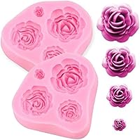 Vista 1 de Molde de rosas Molde de silicona para tartas de chocolate Sugarcraft Decorar Fondant Fimo Herramientas 4 Tamaño Rosa 2 Piezas