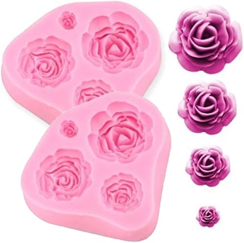 SUNKOOL NW-028 - Molde de silicona con flores de rosas para decoración de azúcar de chocolate herramientas Fimo 4 tamaños rosa 1 pieza SUNKOOL NW-028 - Molde de silicona con flores de rosas para decoración de azúcar de chocolate herramientas Fimo 4 tamaños rosa 1 pieza