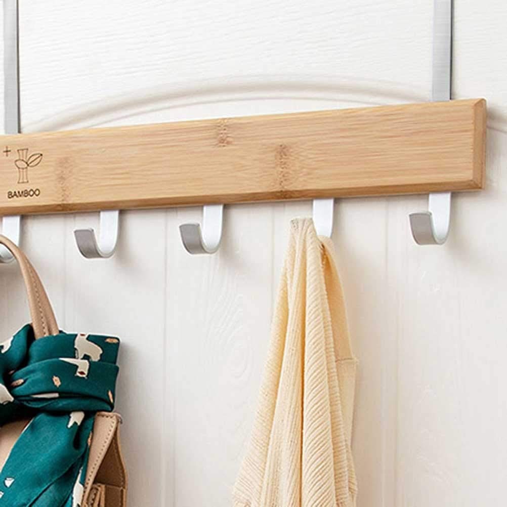 ISCBAFYX Perchero Ganchos para Puertas Perchero Multifunción Perchero de Madera Perchero para Puerta Perchero para Colgar en la Pared para Pantalones de Tela Sombrero Toalla/Color Madera/40 * 30 * 3,5