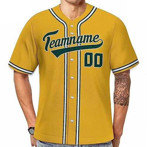 Yellow Custom Baseball Jersey Personalized Gifts With Patch Team Name Number Stitch And 3D Print Tech Men Women Kid Toddler #TOP2