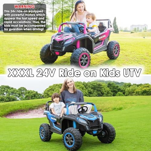 NEWQIDA XXXL 24V Ride On Toys Car for Big Kids 4WD Buggy UTV 2 Seater Electric Car for Kids with Remote Control, 4x200W  - Additional View