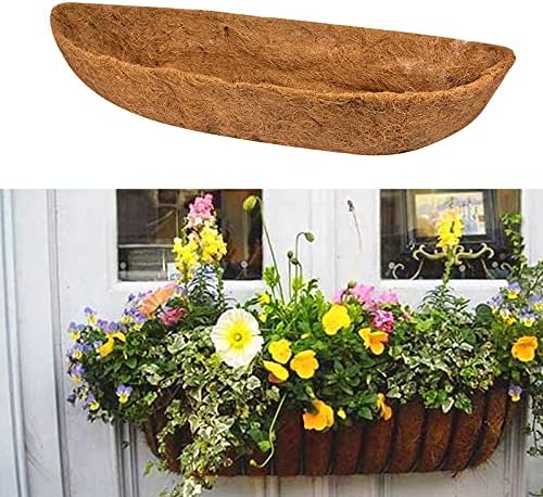 Moswishme Coco Coir Liner Planters, 24303648 inch Half Moon Shape Fiber Replacement Liners for Hanging Basket Wall Hanging Baskets Garden Planter Flower Pot Wall Trough Planter (30 inch)