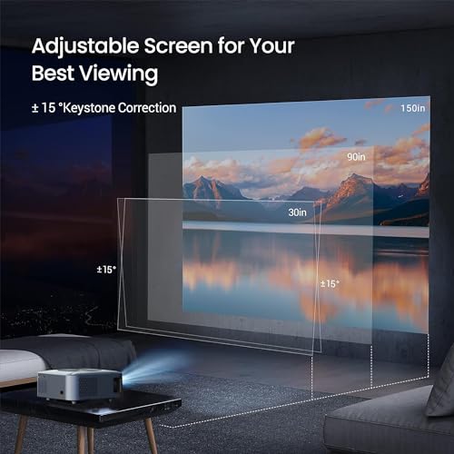 Image of Ant Esports View 611 Smart LED Projector | 1080P Native & 4K Support, 4000 Lumens, WiFi & BT, Android 12, Remote, Upto 120 inch, Built-in OTT (Netflix, Prime Video) Speaker 5W, Included 120 inch Screen