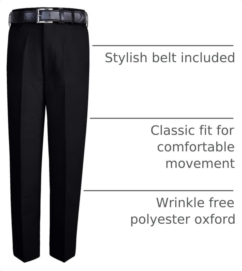 Boys Flat Front Dress Pants with Comfort Waist and Belt image 4