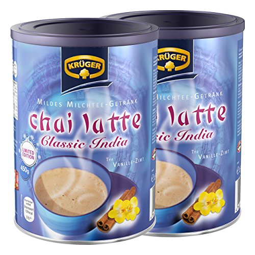 Krüger Chai Latte Classic India Vanille-Zimt, Milchtee, Teepulver, Instant Tee, 2 x Dose, 8971