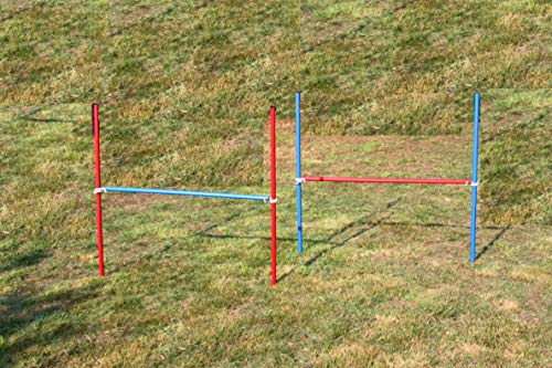 Wuzzmann 2 X Agility-ÜBUNGS-HÜRDEN-Set IN BLAU/ROT/Hobby Horse/Fun Horse Cover