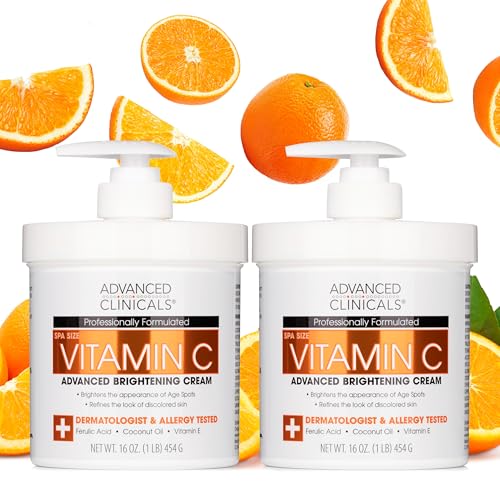 Advanced Clinicals Collagen Cream Body Lotion & Face Moisturizer W/Vitamin E | Skincare Moisturizing Collagen Lotion For Women, Men, Hand, & Neck Improves Look Of Crepey Skin & Uneven Dry Skin, 2pc 16OZ