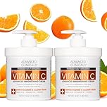 Advanced Clinicals Vitamin C Cream. Advanced Brightening Cream. Anti-aging cream for age spots, dark spots on face, hands, body. (Two - 16oz)