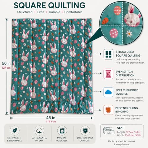 Image of SITSNOOZE Printed Pet Blanket for Dogs & Cats | Quilted Cotton | Mild Winter Soft & Warm Pet Blanket (Turquoise Green)
