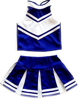 Little Girls' Cheerleader Cheerleading Outfit Uniform Costume Cosplay Blue/White (M /5-8)