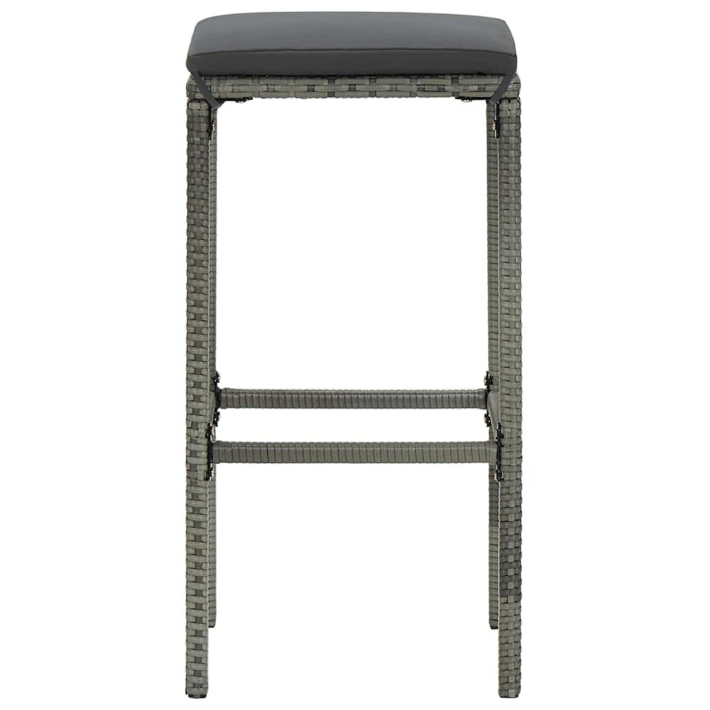 vidaXL Meuble de Bar de Jardin 8 pcs avec Coussins Salon de Jardin Table et Tabourets Résine Tressée Gris