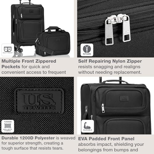 U.S. Traveler Rio Lightweight Softside Rolling Carry-on Suitcase, 4-Wheel, Black, 4-Wheel Single, U.s. Traveler Rio Lightweight Softside Rolling Carry-on Suitcase by U.S. Traveler - Image 6