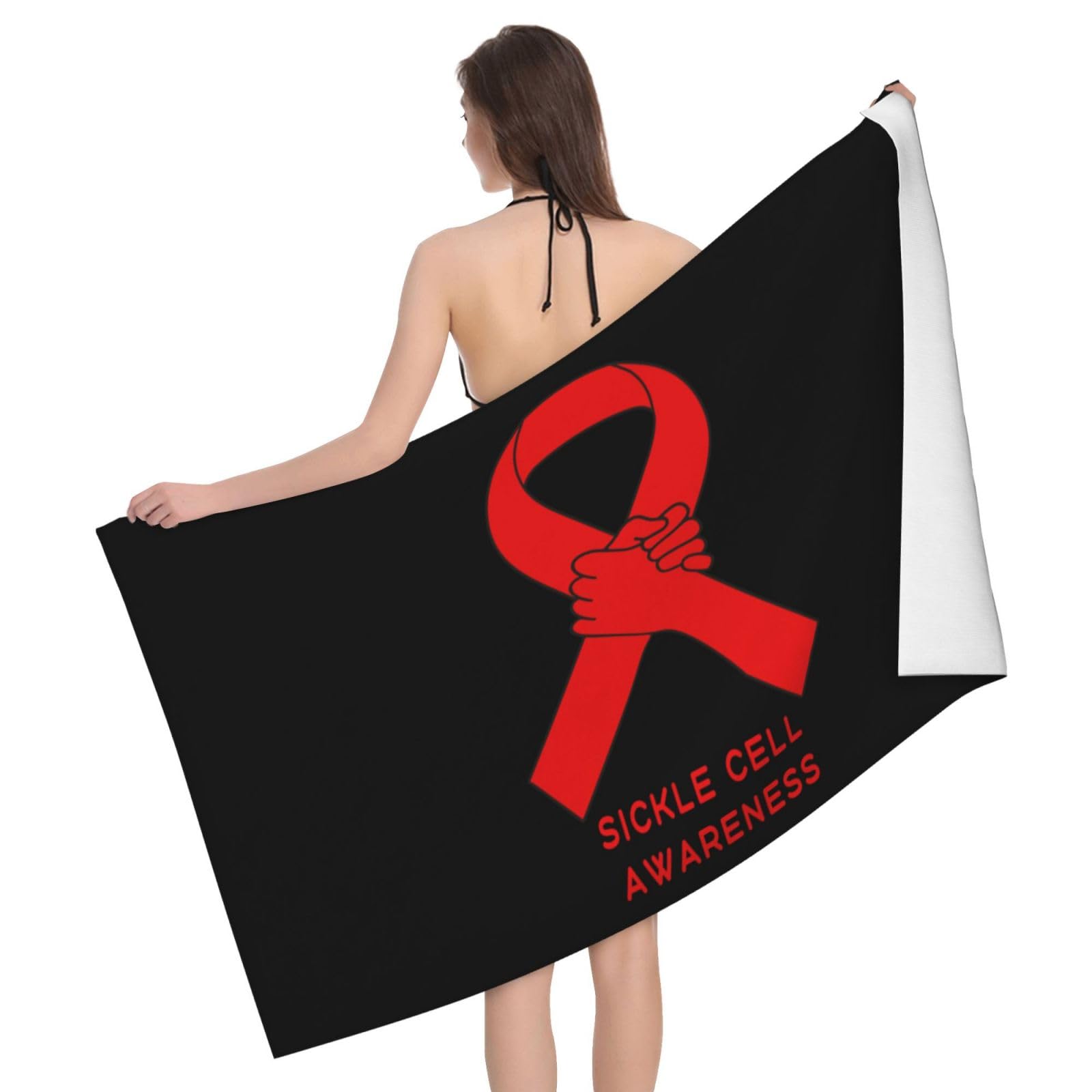 HLBSDM Microfiber Sickle Cell Awareness Beach Towel Quick Dry Soft Sand Free Beach Towels for Pool Swim Beach Lightweight Thin Towels