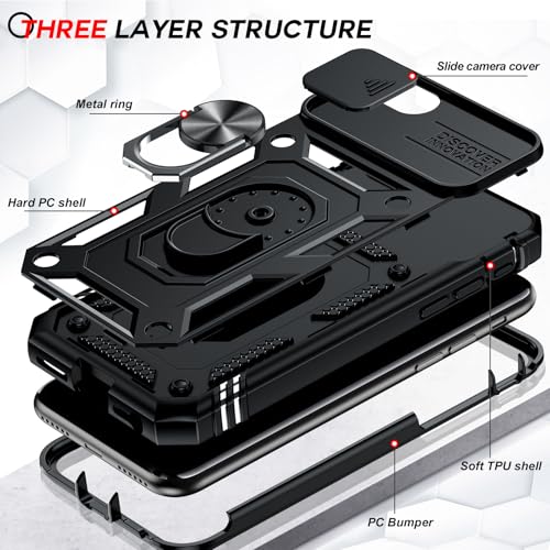for iPhone-SE Case (3rd/2nd), iPhone-8 Case, iPhone-7 Case: Military Grade | iPhone SE Generation 3/2 Case with Screen Protector , Magnetic Stand, Camera Cover, i Phone SE 2022 2020 SE3 SE2 Funda, Black - image 3