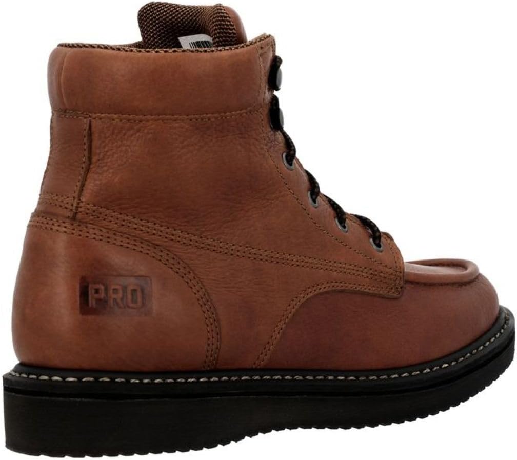 Georgia Boot PRO-Series Men’s Work Boots, 6” Moc Toe Wedge, SPR Full-Grain Leather, Midnight Black Non-Marking Outsole, Oil-Resistant Outsole, Welt Construction, Comfortable Soft Toe GB003PRO - Image 8
