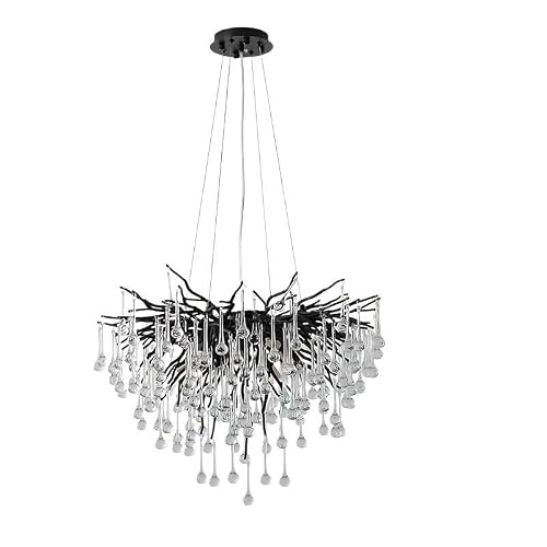 JUSKAQZYI Modern Tree Branch Crystal Chandelier Luxury Black Crystal Pendant Lighting Chandeliers for Dining Room Kitchen Ceiling Lights