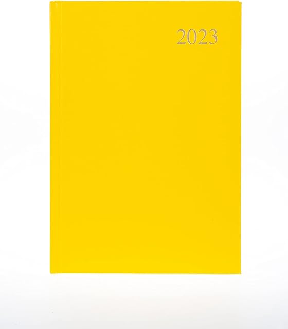 Collins Essential A5 Day to Page 2023 Diary - Yellow - Calendar Year Weekly Diary, Journal and Planner for business, office and personal
