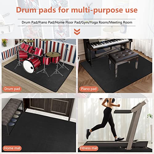 Ibvivic 3.9Ft X 5.2Ft Drum Pad Drum Mat Drum Carpet, Tightly Woven Fabric With Non-Slip Grip Bottom, Roll Of 21.2 Square Feet Great Gift For Drummers, Black #TOP4