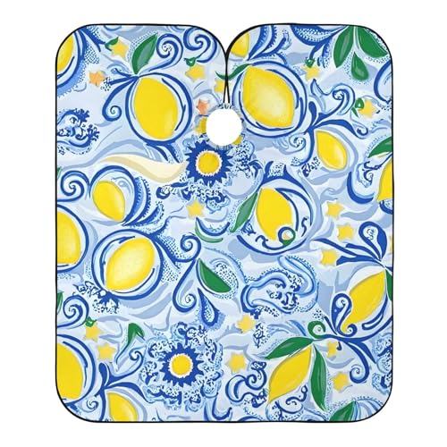 Hezely Lemon Print Hair Dye Cape, Barber Cape for Adults,Waterproof Salon Cape,Waterproof Hairdressing Styling Hair Cutting, 65