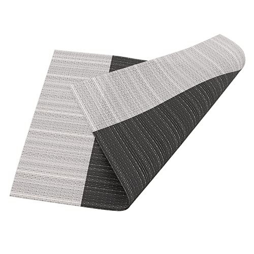 Time to Sparkle Set of 6 Vinyl Woven Placemats Place Mats Non slip Table Mats Waterproof Heat-resistant Dinning Table Mats Decor (PVC-GRID-BLK) - Image 3