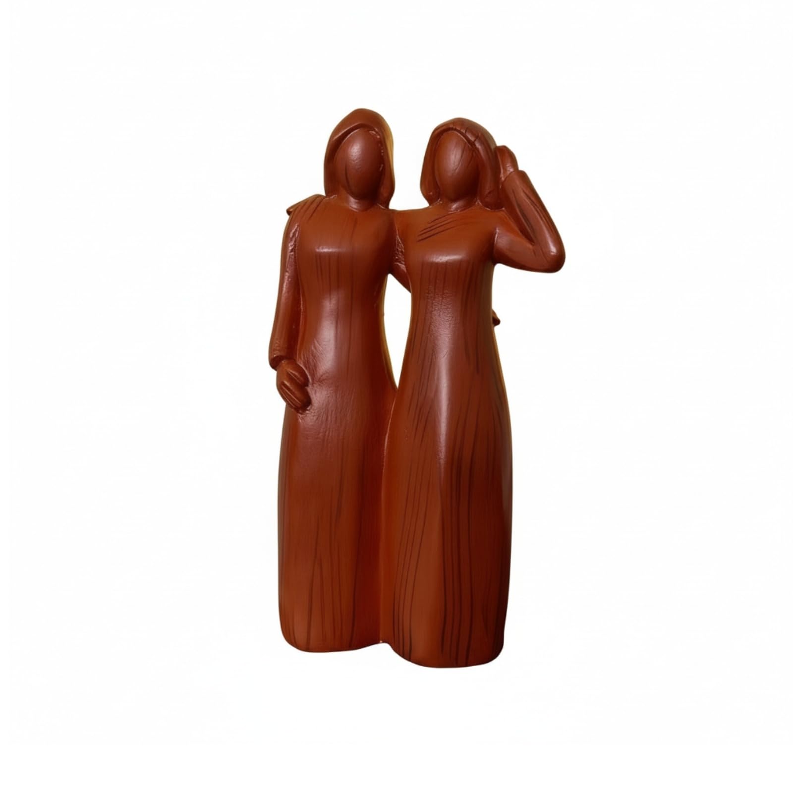 Statue De Deux Sœurs en Bois : Sculpture Abstraite de Femme pour Décoration de Table