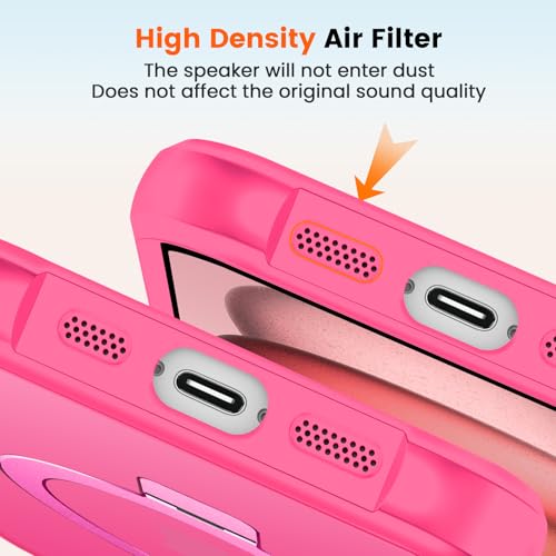 BENTIACC Magnetic Ring Stand Case for iPhone 15-120° rotatable Stand, N52 magne, Shockprooft, Non-Slip, Matt Transparent Back, Easy to Clean, Military Standard Drop Protection (Rose Red) by BENTIACC - Used condition - Image 7