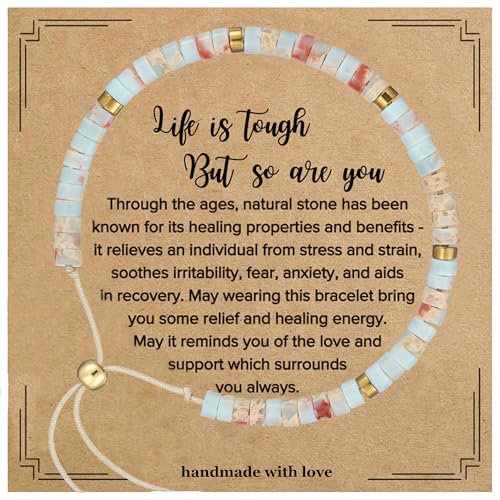 Plumiss Boho Inspirational Gifts Bracelets for Women,Handmade Unique Energy Natural Stone Beaded Strand Wrap Bracelet Jewelry Gift