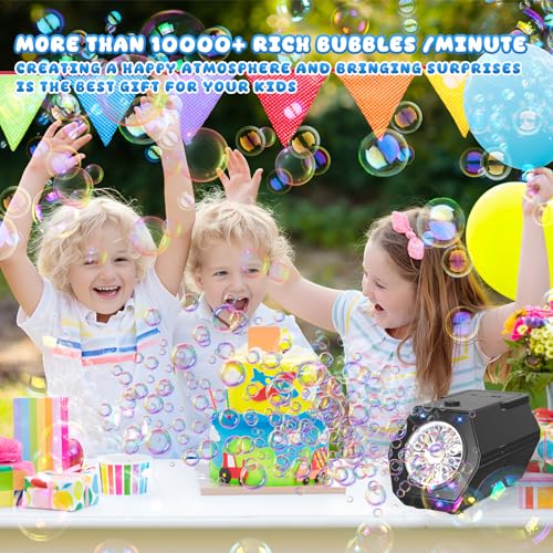PANACARE Automatic Bubble Machine Portable Bubble Blower with LED Lights /240ml Bubble Solution/10000+ Bubbles Per Minute/12Holes Bubble for Outdoor/Indoor Wedding Party Birthday Gifts - Image 5