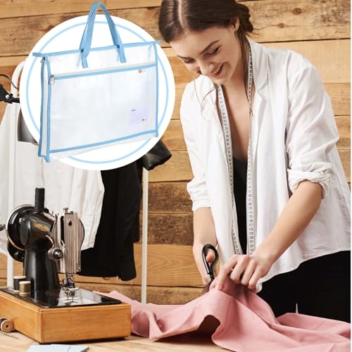 Image of 2 Pcs A3 Project Bag for Quilting Craft Storage for Quilters Clear Mesh Design Art Supply Bag Artwork Storage Organize for Artworks Charts and Teaching Material Multipurpose