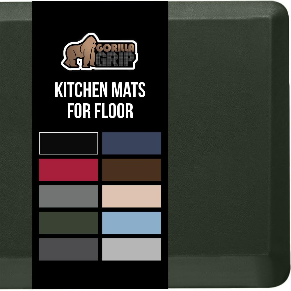 GORILLA GRIP Cushioned Antifatigue Kitchen Mat for Floor, 24x17, Green