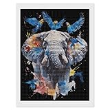 Photo Gallery kit completo di pittura artistica da parete con diamanti rotondi ad acquerello, motivo: elefante, pappagalli, decorazione per casa e ufficio Photo Gallery kit completo di pittura artistica da parete con diamanti rotondi ad acquerello, motivo: elefante, pappagalli, decorazione per casa e ufficio