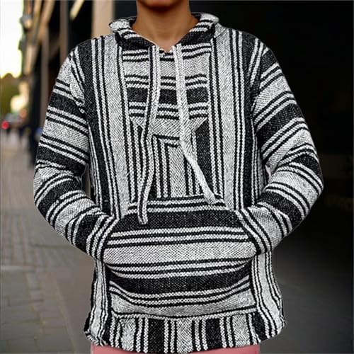 Hoodies for Men Mexican Baja Pullover Poncho Sweater Long Sleeve Drawstring Sweatshirt 2025 Fall Outfits with Pockets2