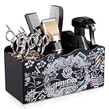 Noverlife Barber Scissor Shear Holder Box, Desktop Container for Hair Salon with Sponge Lining, Hair Brush Holder Clipper Combs Clips Barber Accessories Tool Neat Work Station Organizer - Black