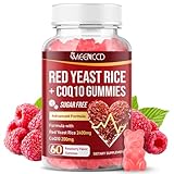 MEENCCD Red Yeast Rice with CoQ10 Gummies, Red Yeast Rice Supplement with Coenzyme Q10 for Overall Well-Being, Sugar Free, Vegan, Raspberry Flavor, 60 Count