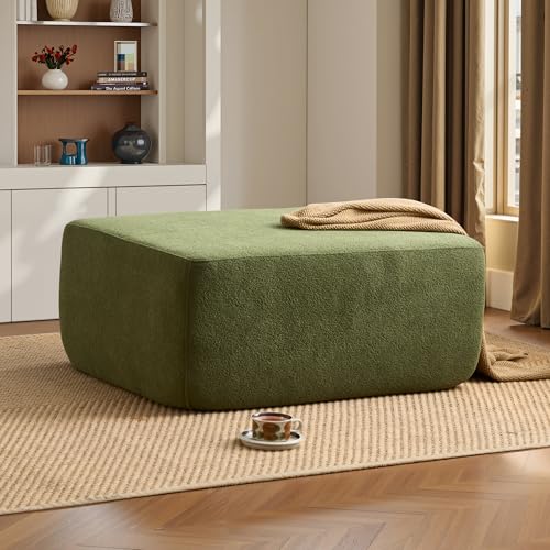 Image of ovios 37 inch Velet Ottoman, Upholstered Cloud Ottoman for Boneless Couch in a Box, Modular Sectional Couches for Living Room Bedroom, Compressed Memory Foam, No Assembly Require, Green