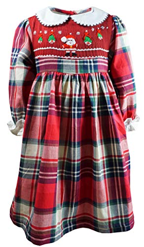 Baby Toddler Little Girls Heirloom Classic Christmas Holiday New Year Santa Smocked Dress 18M