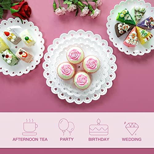 ibell Cupcake Stand Holder Plastic Dessert Stand White Cake Stand 3 Tiered Serving Stand Display Stand Reusable Pastry Platter for Wedding Birthday Baby Shower Tea Party Decorations (2 Pack Large)