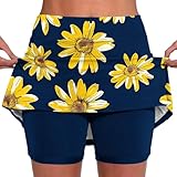 Skorts for Woman Fashion High Waist Floral Print Skirts Inner Shorts Summer Sports Running Skirt Gym Yoga Outfit Summer Skort Dress for Women Multicolor M