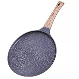XSMNER 11 Inch Crepe Pan Pancake Pan, Non-stick Pans Frying Pan Household Wooden Handle Pancake Cook