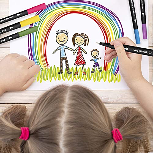 Vitoler Art Markers Dual Tips Coloring Brush Fineliner Color Pens,100 Colors Of Water Based Marker For Calligraphy Drawing Sketching Coloring Book Journal Art Day Back To School Art Supplies Gift #TOP4