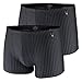 Produktbild Götzburg Herren Mikrofaser Boxershorts im 2er Pack (L, schwarz/grau gestreift)